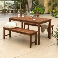 OW3SDTDB Dark Brown Dining Set with 2 Benches