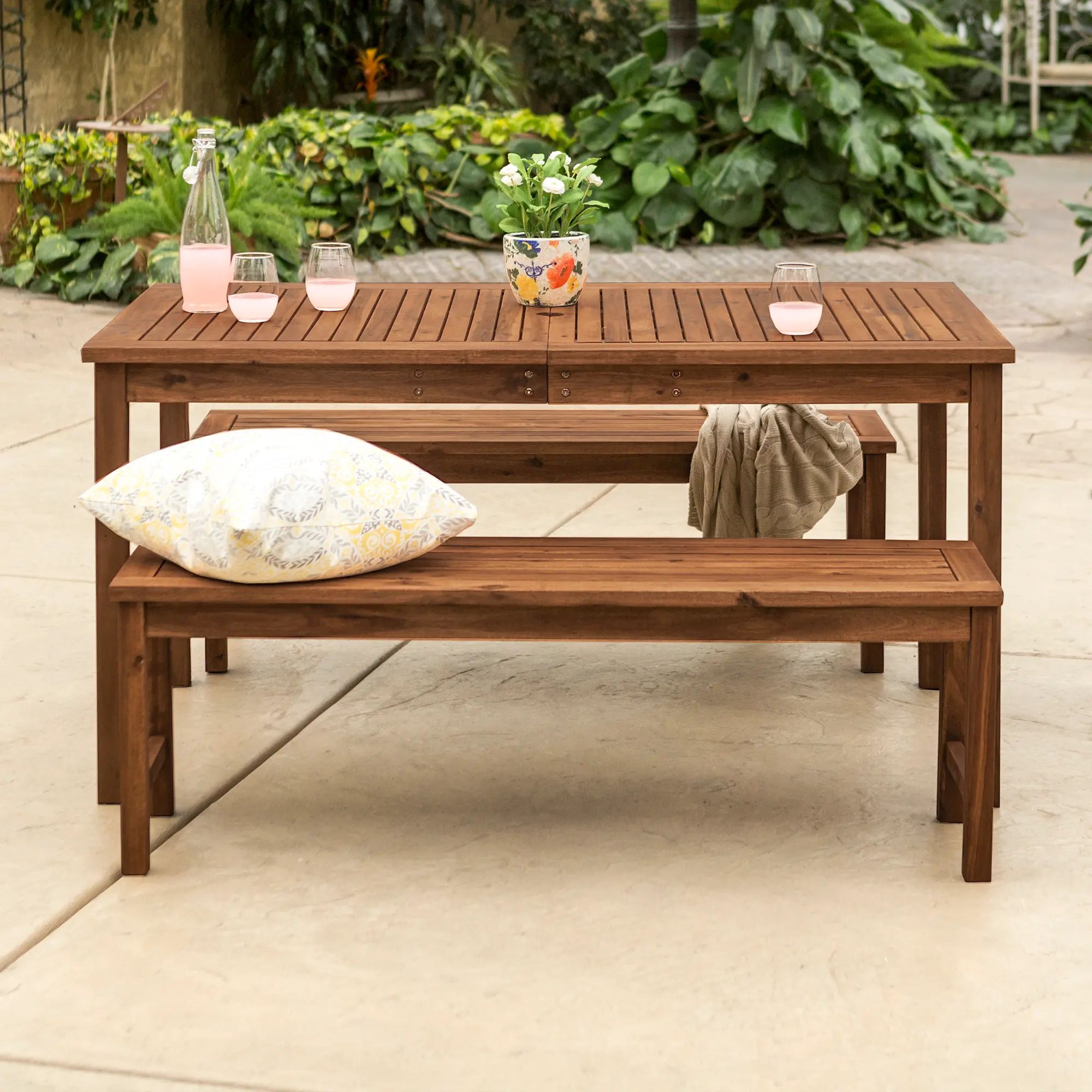 OW3SDTDB Dark Brown Dining Set with 2 Benches-2