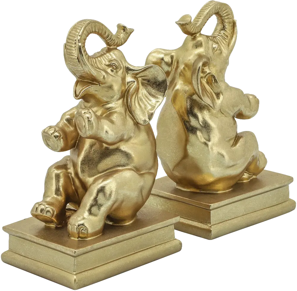 11 Inch Gold Elephant Bookend Pair-1