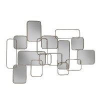 39 Inch Silver Metal and Mirrored Abstract Wall Decoration