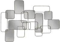 39 Inch Silver Metal and Mirrored Abstract Wall Decoration