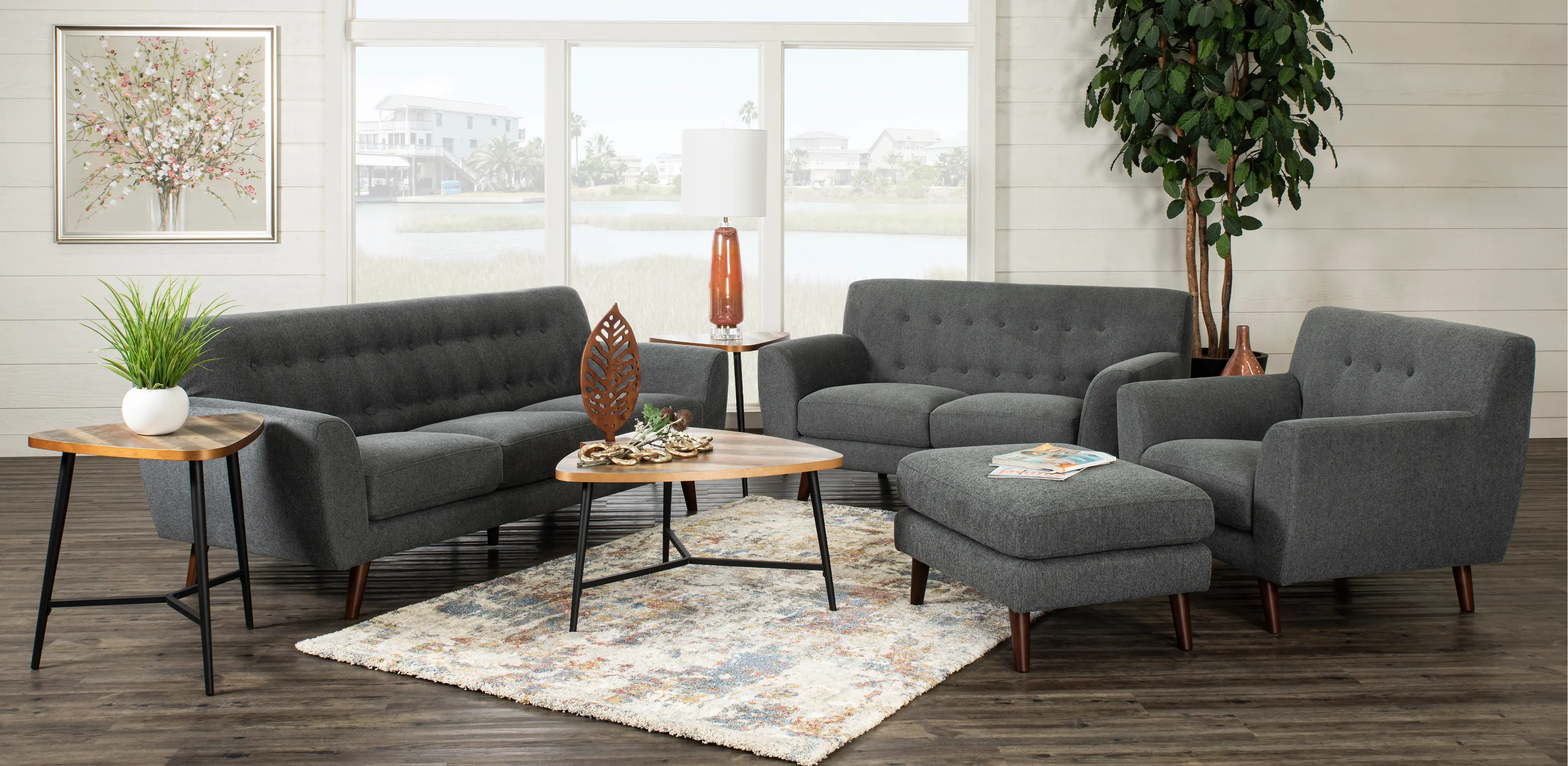 Liverpool Mid Century Modern Gray Sofa-2