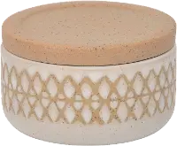 Sand Ceramic X-Design Lidded Jar