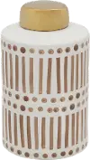 9 Inch Tan Jar with Gold Lid