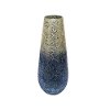 18 Inch Silver and Blue Ombre Crackled Vase