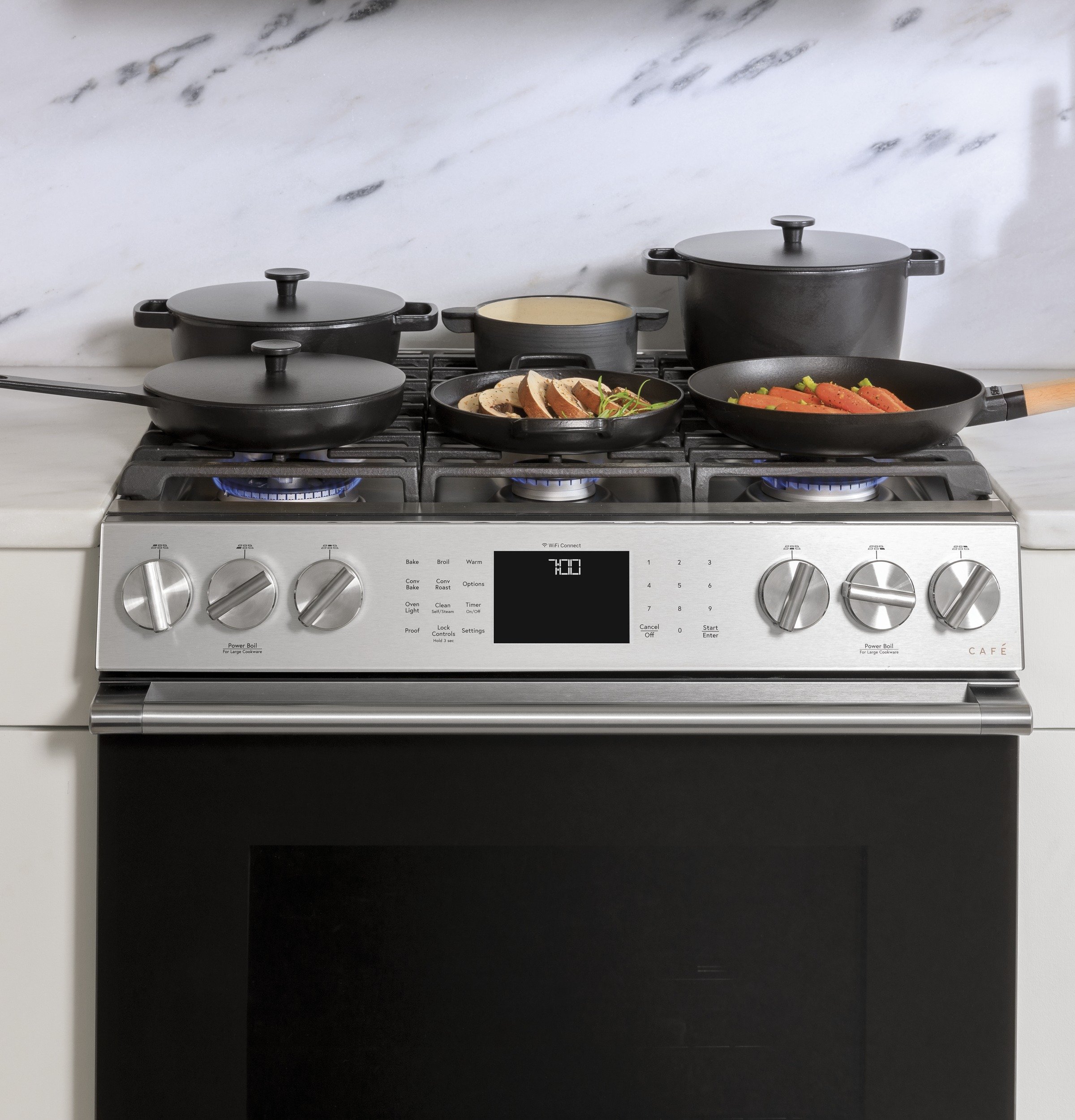 CGS700M2NS5 Cafe 30 Inch Gas Smart Range - 5.6 cu. ft. Platinum Glass-5