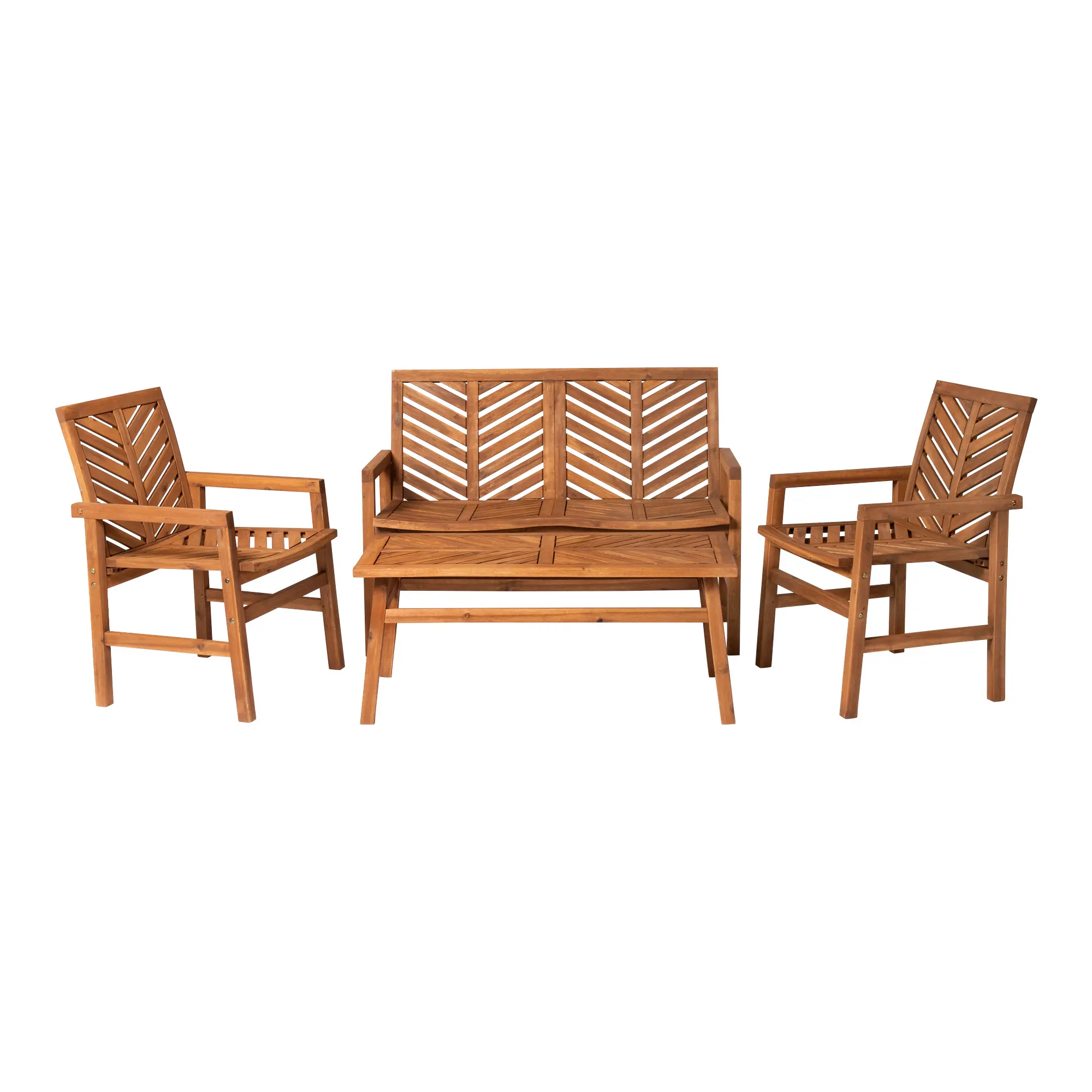 OW4CGVINBR Vincent Light Brown Patio Chat Set with Bench and Chairs-3
