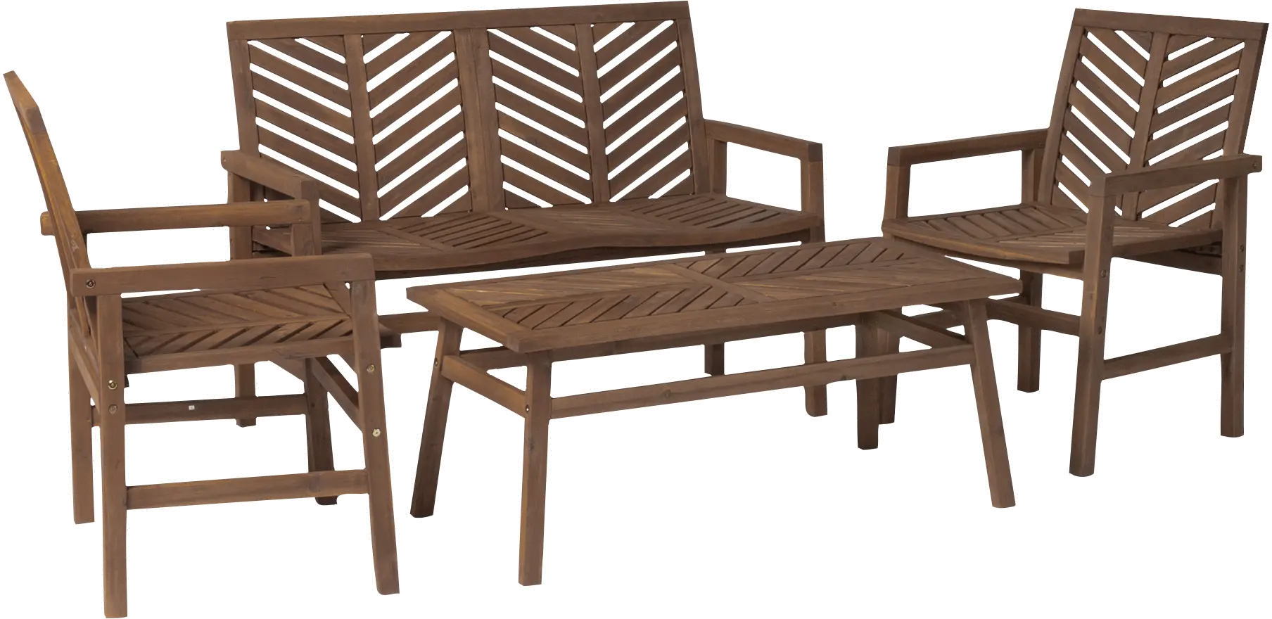 OW4CGVINDB Vincent Dark Brown Patio Chat Set with Bench and Chairs-2
