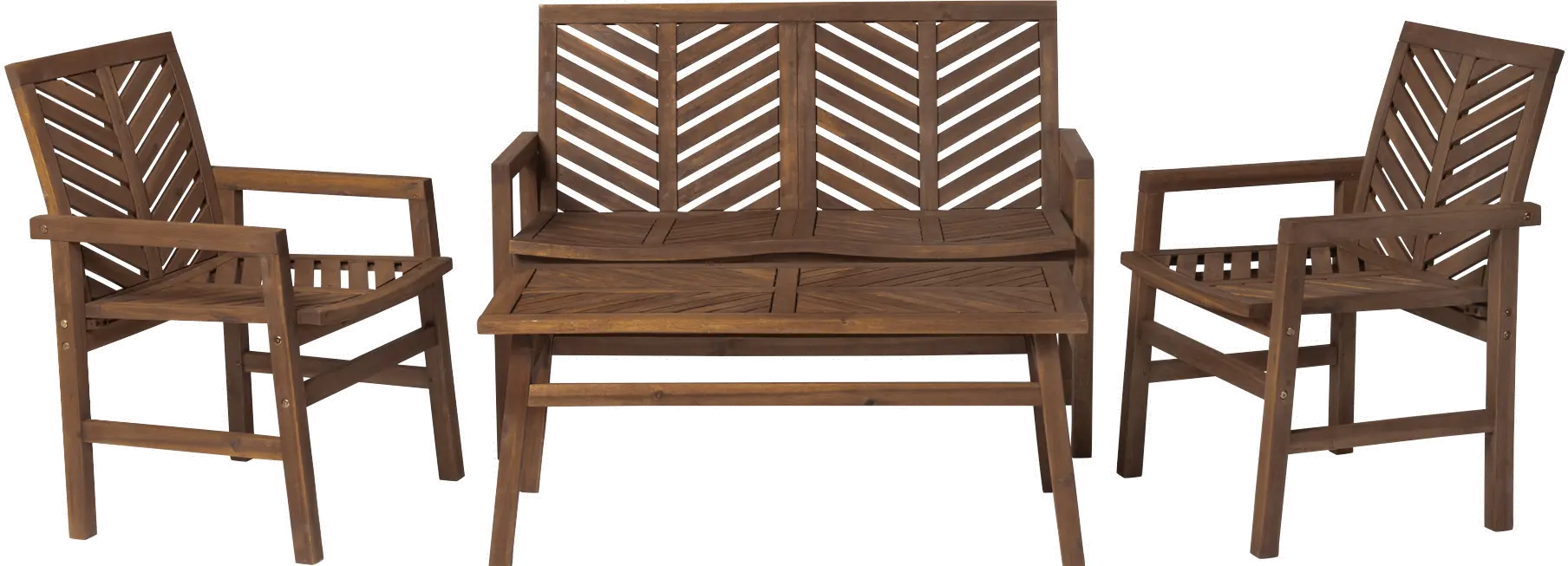 OW4CGVINDB Vincent Dark Brown Patio Chat Set with Bench and Chairs-3