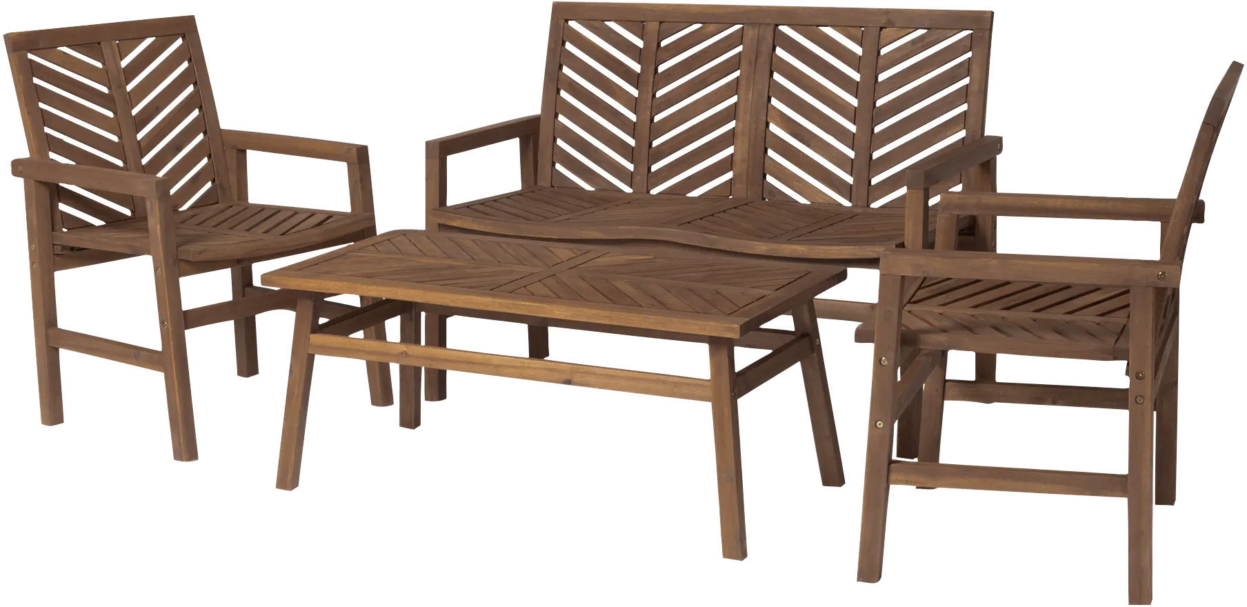 OW4CGVINDB Vincent Dark Brown Patio Chat Set with Bench and Chairs-4
