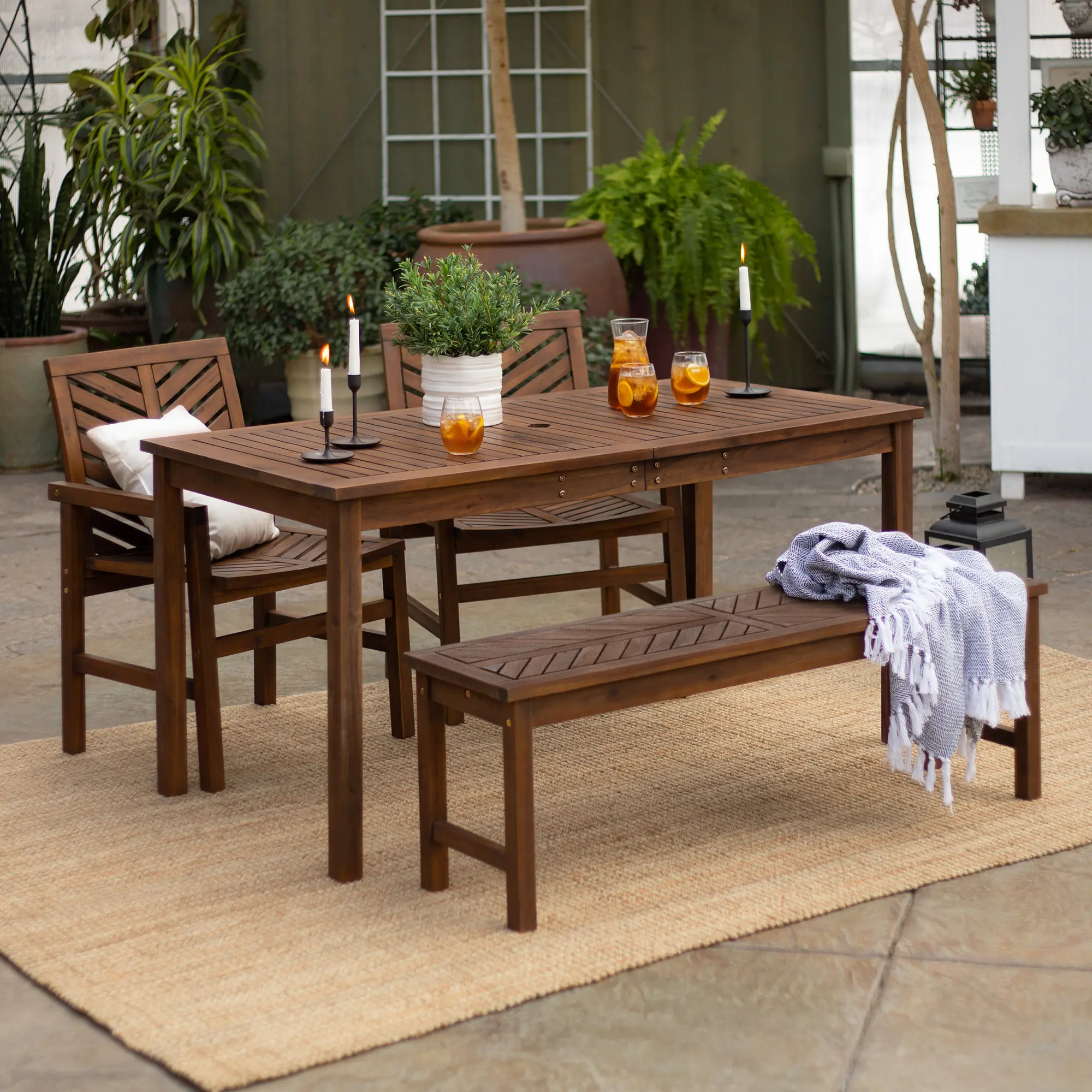 OW4DGVINDB Vincent Dark Brown Patio Dining Set with Bench-1