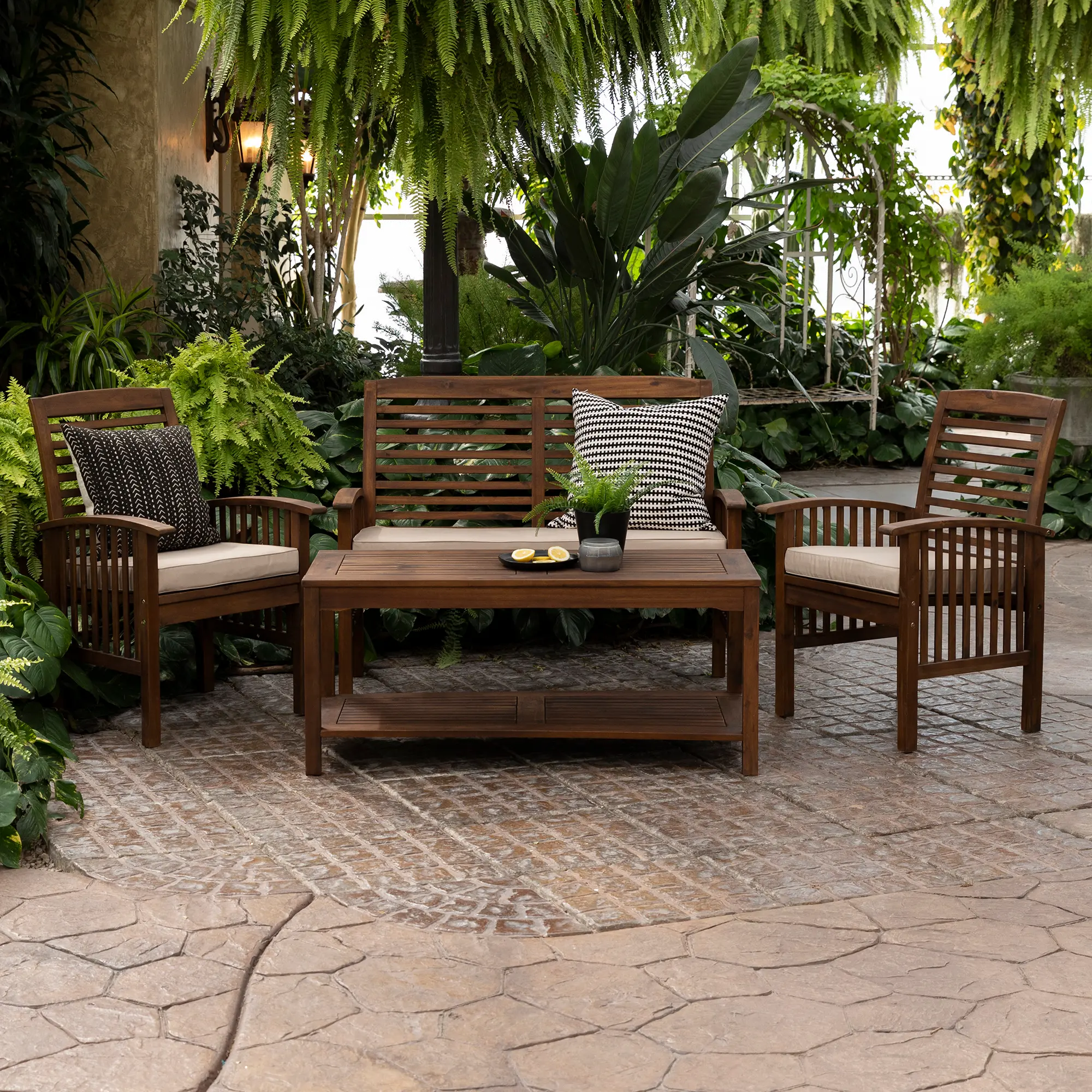 OW4SDB Dark Brown 4 Piece Patio Conversation Set-1