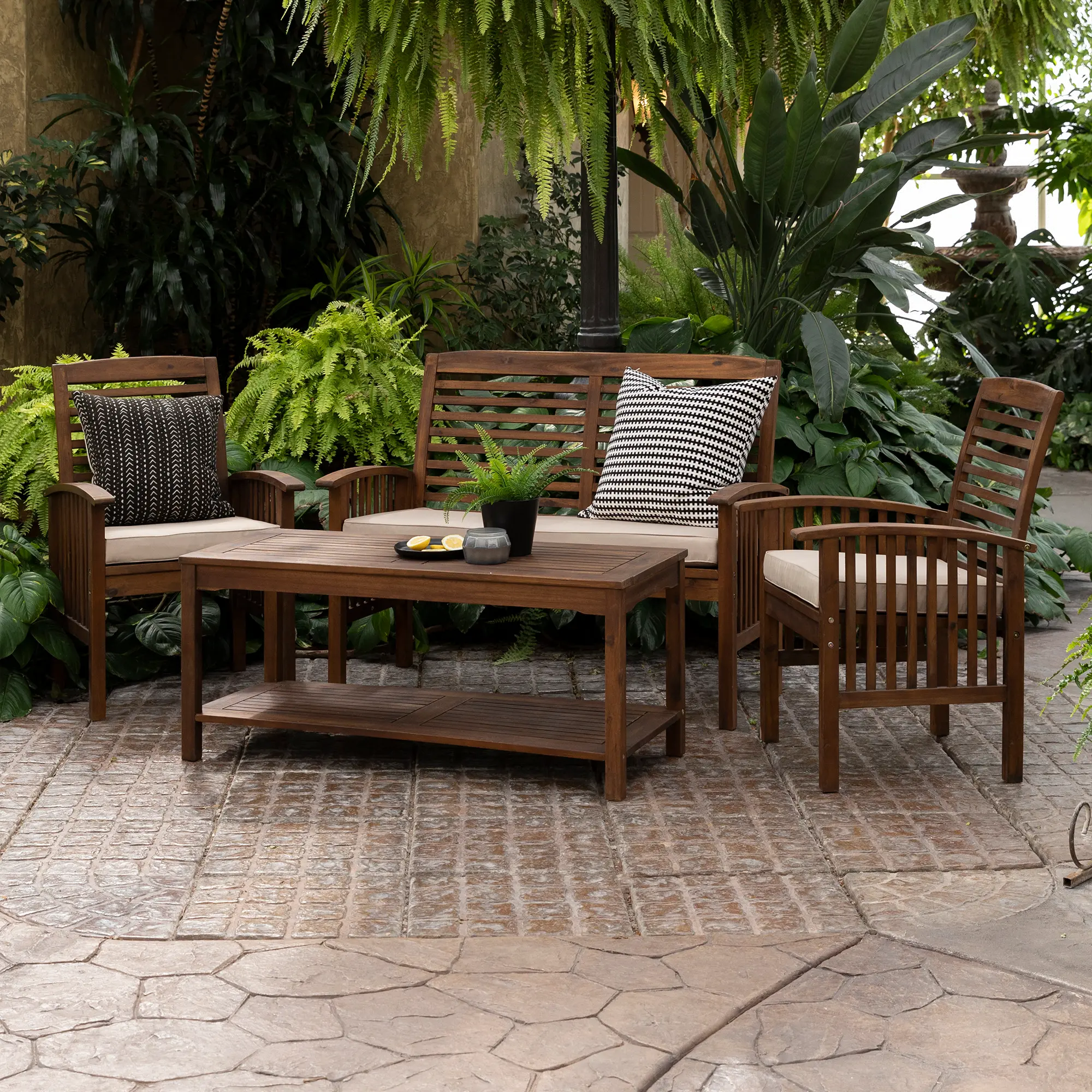 OW4SDB Dark Brown 4 Piece Patio Conversation Set-2