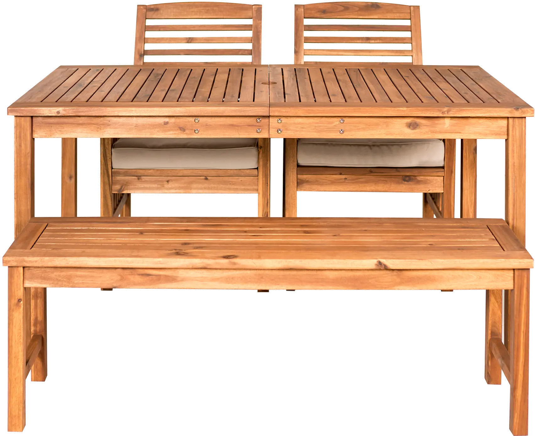 OW4SDTBR Light Brown Patio Dining Set with Bench-2