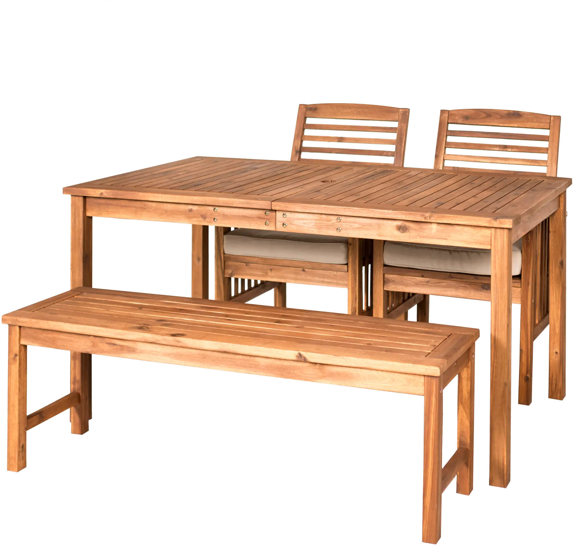OW4SDTBR Light Brown Patio Dining Set with Bench-3