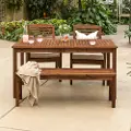 OW4SDTDB Light Brown Patio Dining Set with Bench - Walker Edison