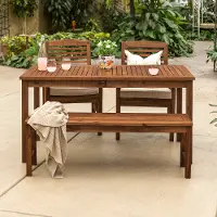 OW4SDTDB Light Brown Patio Dining Set with Bench