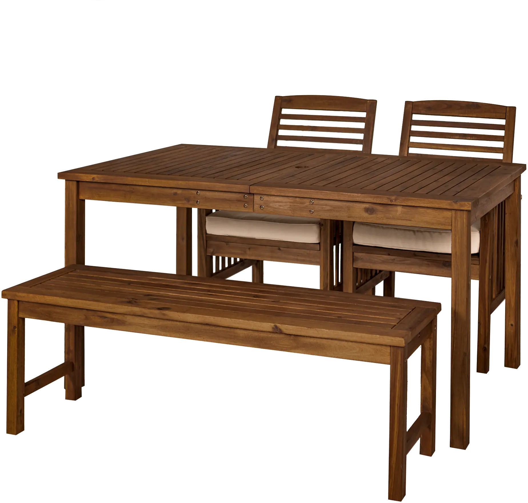 OW4SDTDB Light Brown Patio Dining Set with Bench-3