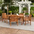 OW5DGVINBR Vincent 5 Piece Dark Brown Patio Dining Set - Walker Edison