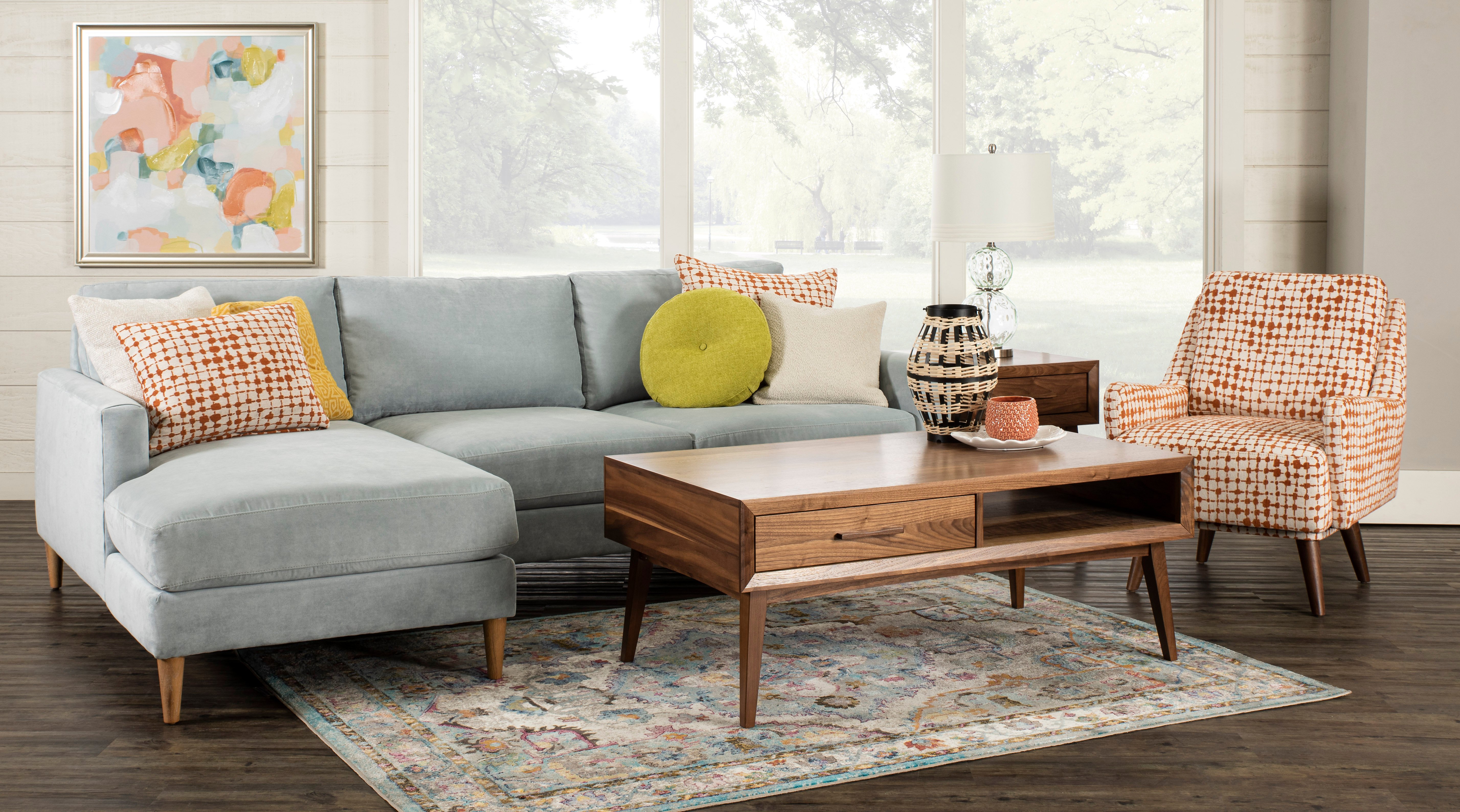 KIT Design Lab Mid Century Modern Slate 2 Piece Sectional-2