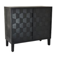 Charcoal Gray Two Door Accent Cabinet with Inlay Pattern