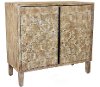 Taupe Two Door Accent Cabinet with Inlay Pattern