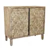 Taupe Two Door Accent Cabinet with Inlay Pattern
