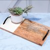 Rectangle Mango Wood Tray with White Enamel