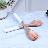 Mango Wood Salad Server Set with White Enamel