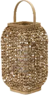 16 Inch Wicker and Glass Lantern - Reed
