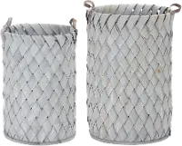 Light Gray 22 Inch Wood Woven Basket
