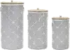 14 Inch Gray Iron and Wood Canister - Monet