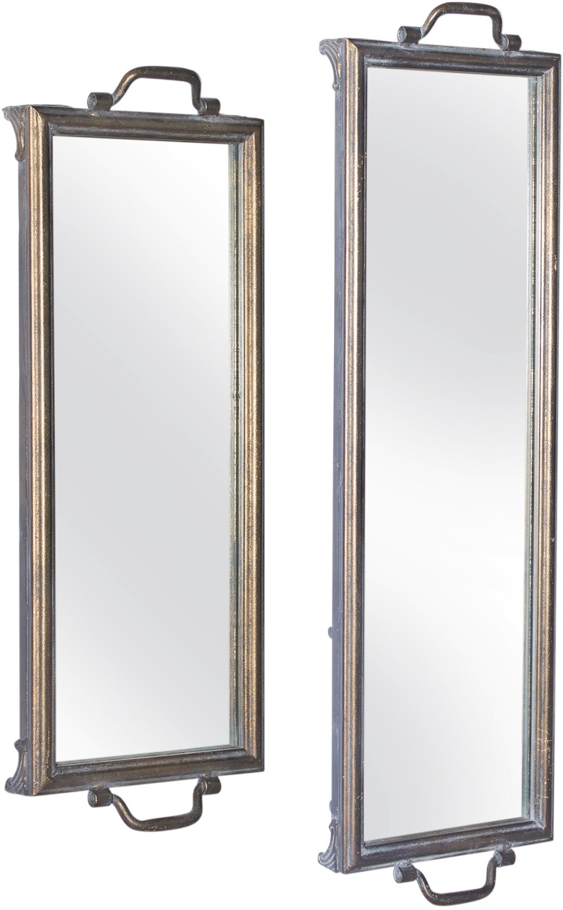 Iron 22 Inch Mirrored Tray - Ivory-2