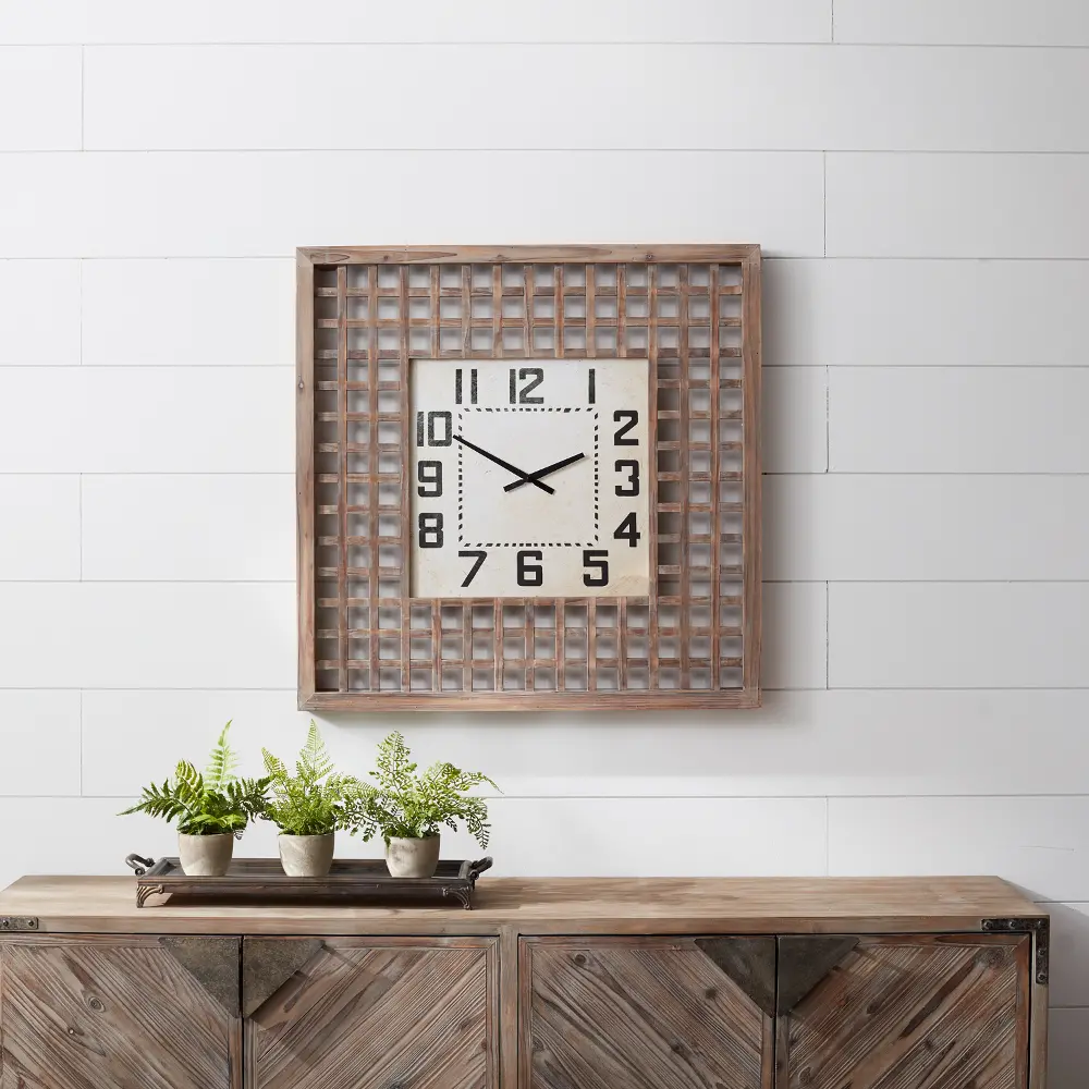 Wood 29 Inch Square Wall Clock-1