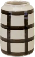 Cream and Brown Terra Cotta 8 Inch Vase - Windowpane