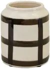 Cream and Brown Terra Cotta 6 Inch Vase - Windowpane