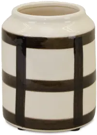 Cream and Brown Terra Cotta 6 Inch Vase - Windowpane