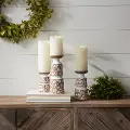 10 White Wash Resin Candle Holder - Orchard