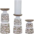 5 White Wash Resin Candle Holder - Orchard