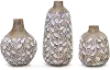 5 Inch Resin Brown and White Leaf Pattern Vase