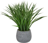 Faux Green Plant Arrangement in Gray Planter