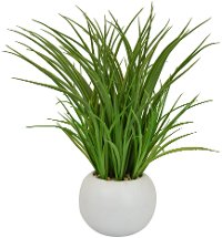 Green Faux Plant Arrangement in White Planter