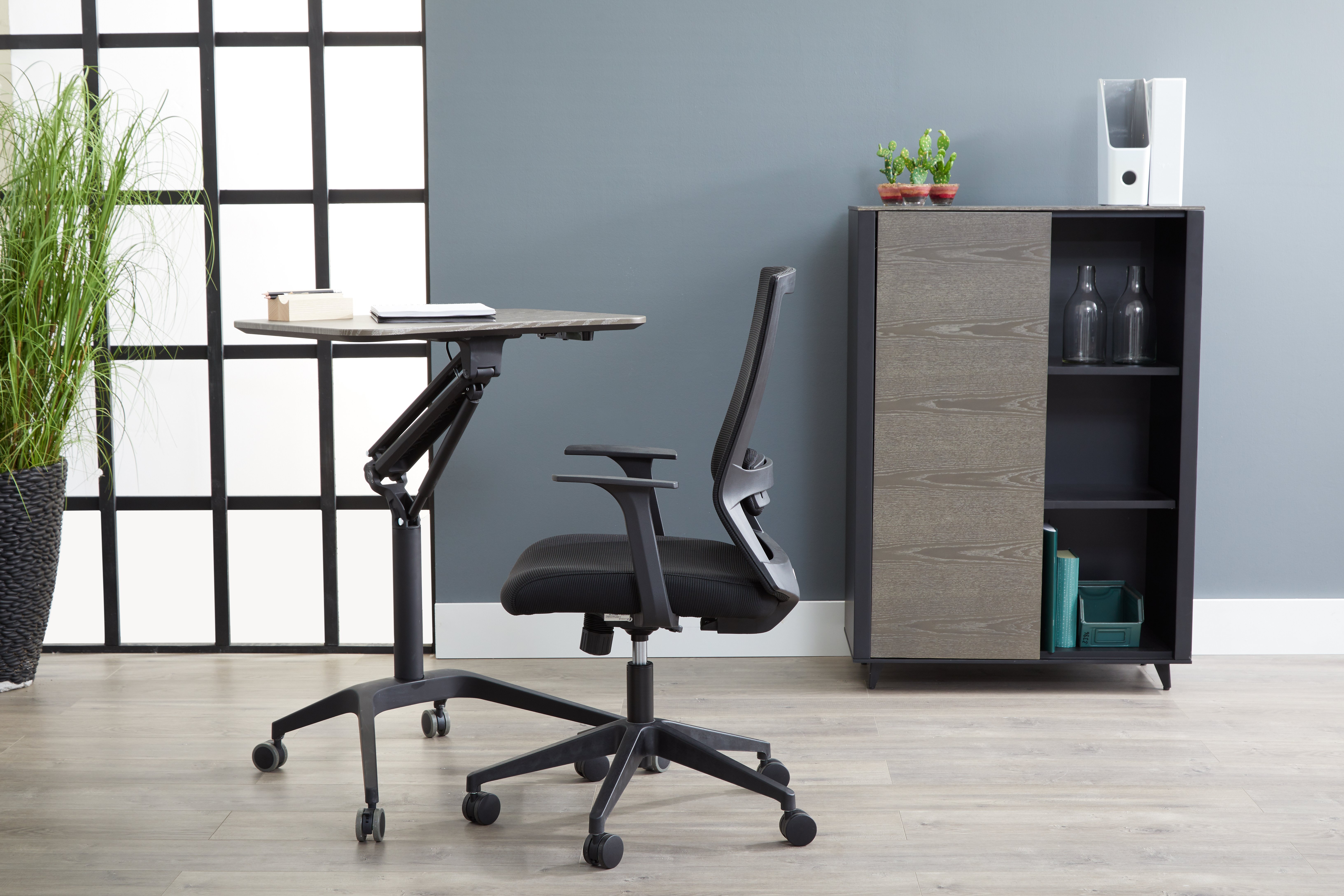 Modern Gray Standing Laptop Cart-1