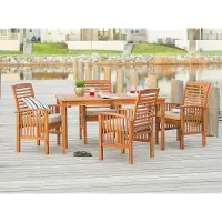 OW5SDTBR Light Brown Patio Dining Set 5 Piece with armchair