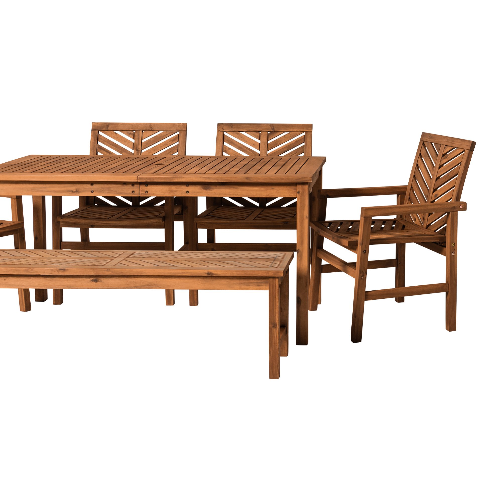 OW6DGVINBR Vincent Light Brown Patio Dining Set with Bench-2