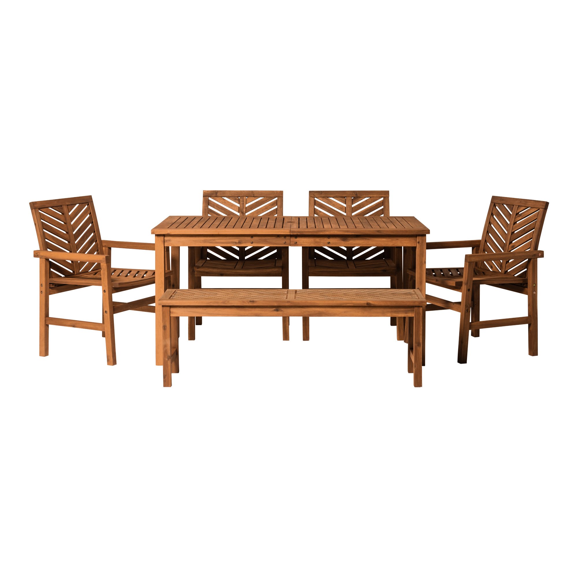 OW6DGVINBR Vincent Light Brown Patio Dining Set with Bench-3