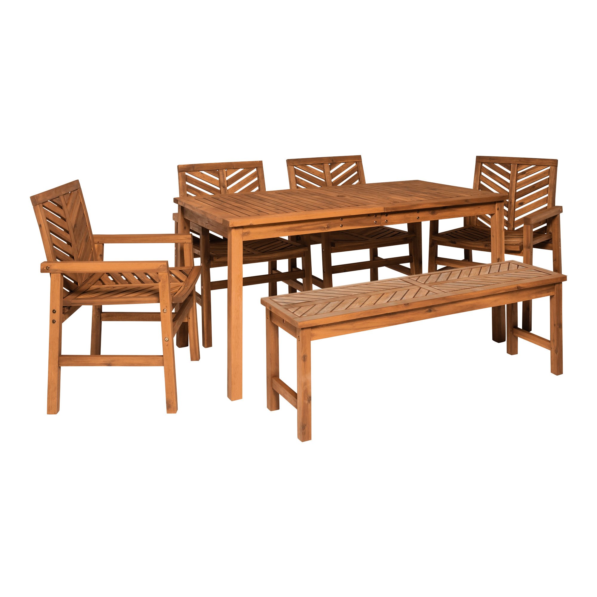 OW6DGVINBR Vincent Light Brown Patio Dining Set with Bench-4