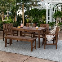 OW6DGVINDB Vincent 6 Piece Dark Brown Traditional Patio Dining Set
