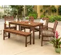 OW6SDTDB 6 Piece Dark Brown Patio Dining Set - Walker Edison