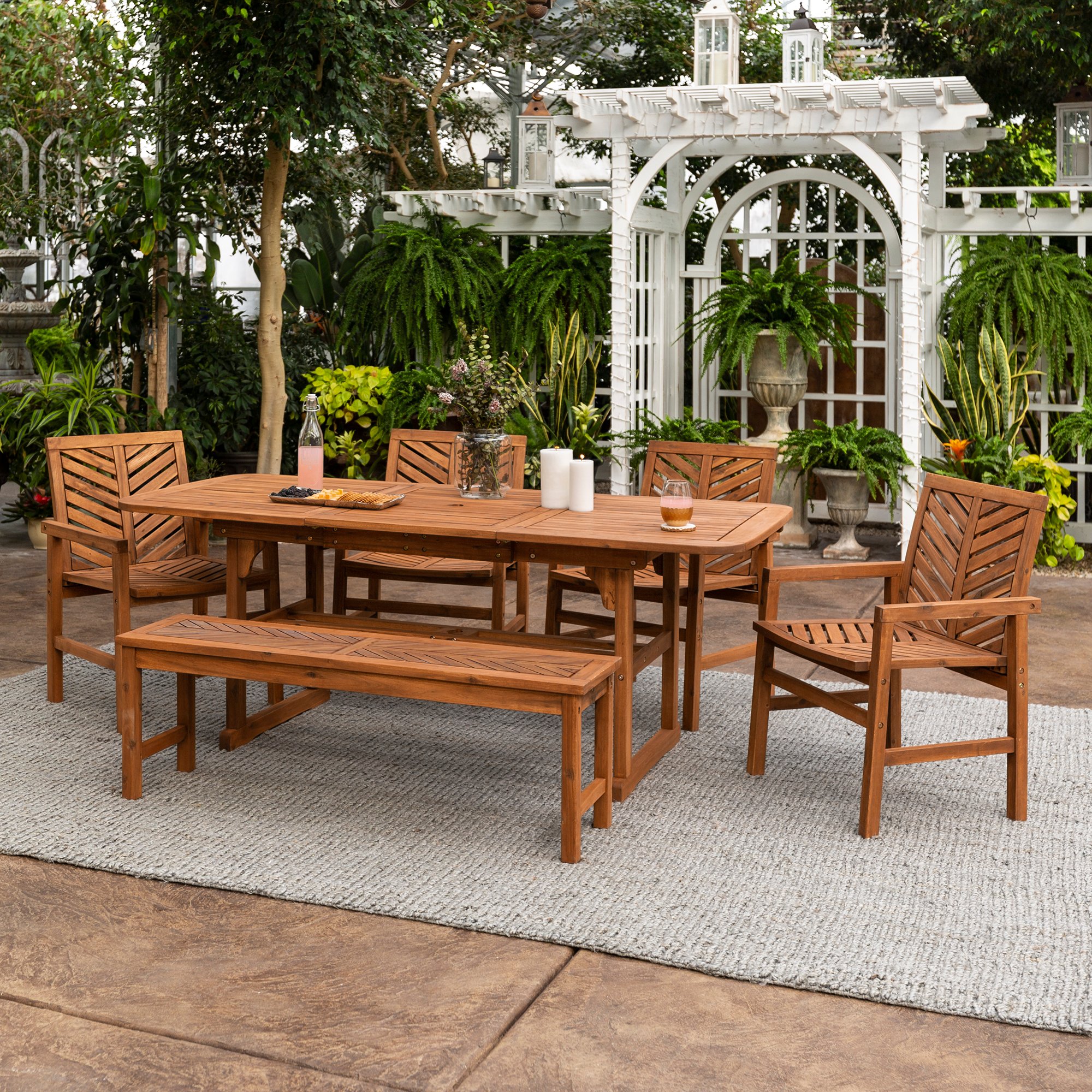 OW6TXVINBR Light Brown 6 Piece Patio Dining Set-1